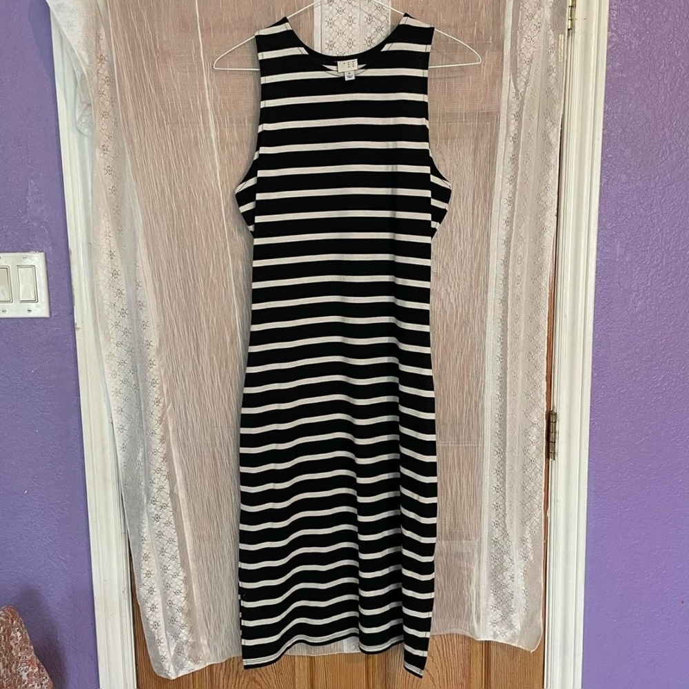 a new day Black and White Striped Midi Dress
